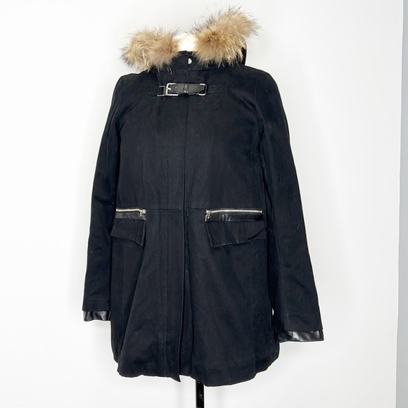 Maje Coat with Fur Hood - Picture 8 of 15